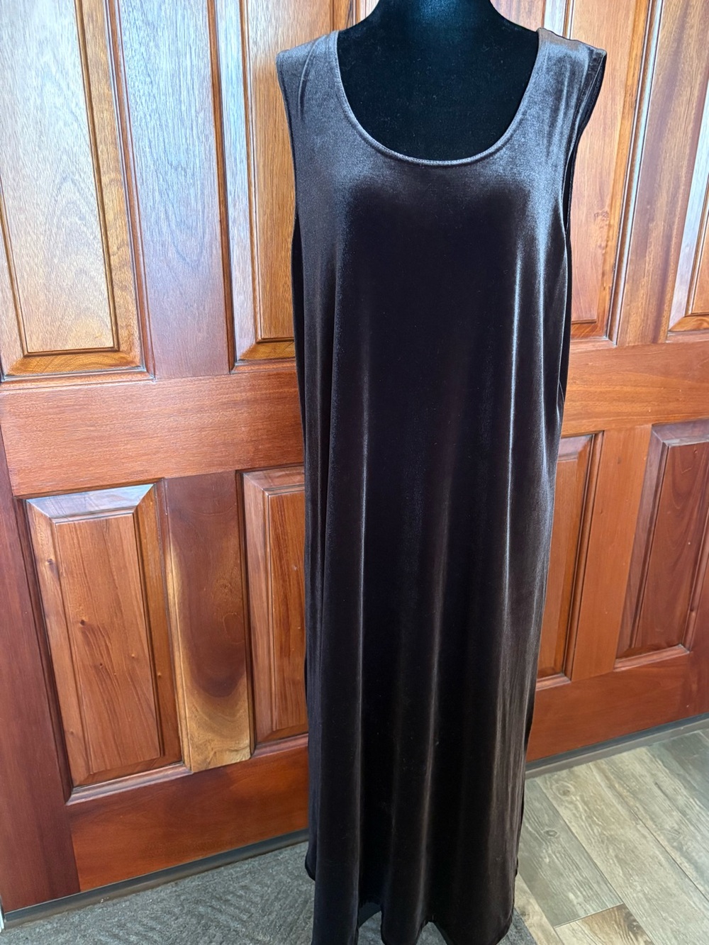 Vintage Coldwater Creek Chocolate Brown Velvet Maxi Dress Size 1X
